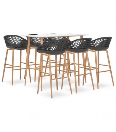 vidaXL 7 Piece Bar Set White and Grey