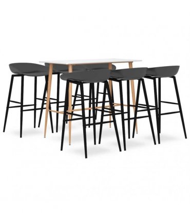 vidaXL 7 Piece Bar Set White and Grey