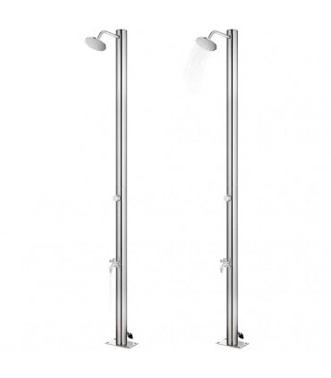 vidaXL Garden Shower with Grey Base 220 cm Stainless Steel
