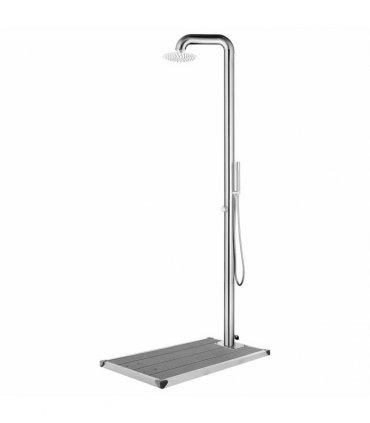 vidaXL Garden Shower with Grey Base 230 cm Stainless Steel
