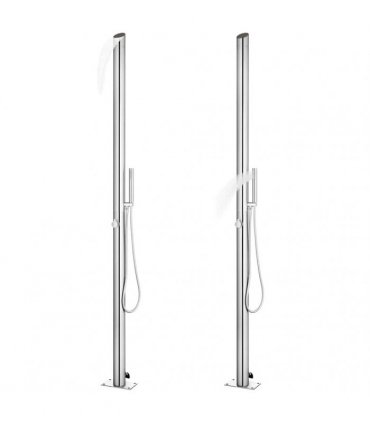vidaXL Garden Shower with Grey Base 225 cm Stainless Steel