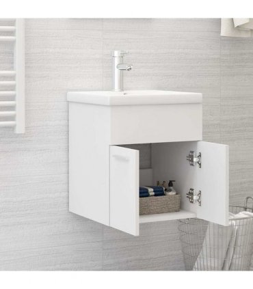 vidaXL Sink Cabinet with Built-in Basin White Engineered Wood