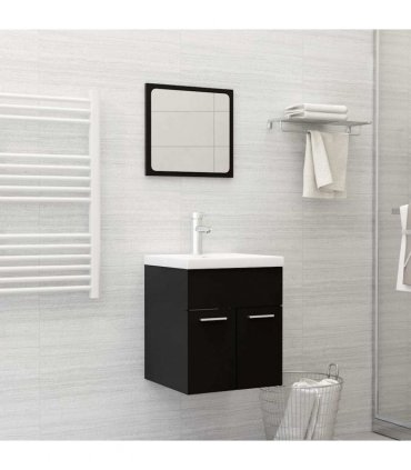 vidaXL Bathroom Furniture Set Black Engineered Wood