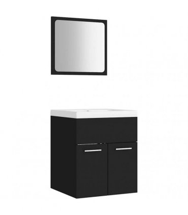 vidaXL Bathroom Furniture Set Black Engineered Wood