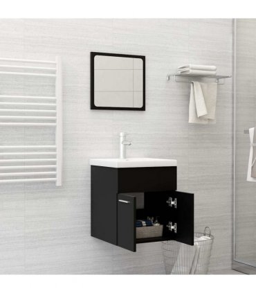vidaXL Bathroom Furniture Set Black Engineered Wood