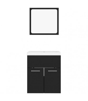 vidaXL Bathroom Furniture Set Black Engineered Wood