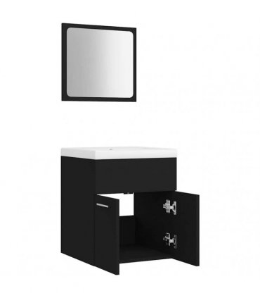 vidaXL Bathroom Furniture Set Black Engineered Wood