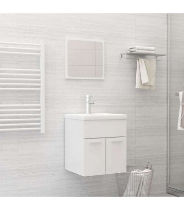 vidaXL Bathroom Furniture Set High Gloss White Engineered Wood