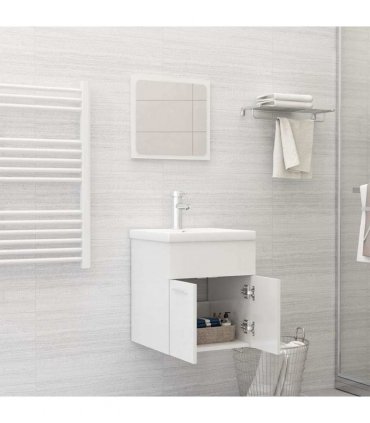 vidaXL Bathroom Furniture Set High Gloss White Engineered Wood