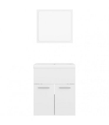 vidaXL Bathroom Furniture Set High Gloss White Engineered Wood