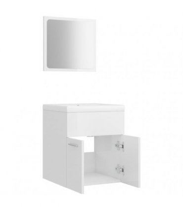 vidaXL Bathroom Furniture Set High Gloss White Engineered Wood