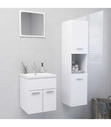 vidaXL Bathroom Furniture Set White Engineered Wood