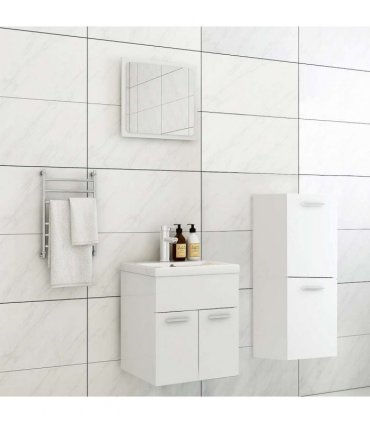 vidaXL Bathroom Furniture Set White Engineered Wood