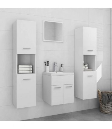 vidaXL Bathroom Furniture Set White Engineered Wood
