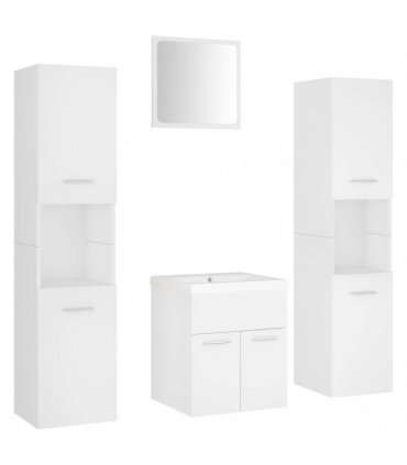 vidaXL Bathroom Furniture Set White Engineered Wood