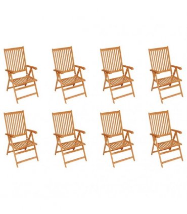 vidaXL Reclining Folding Chairs 8 pcs Solid Teak Wood