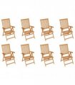 vidaXL Reclining Folding Chairs 8 pcs Solid Teak Wood