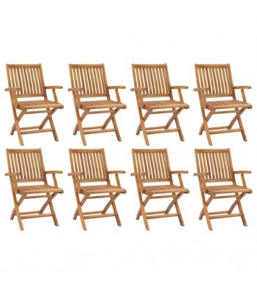 vidaXL Folding Chairs 8 pcs Solid Teak Wood