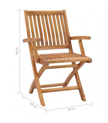 vidaXL Folding Chairs 8 pcs Solid Teak Wood