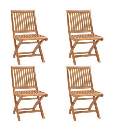 vidaXL Folding Chairs 4 pcs Solid Teak Wood