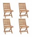 vidaXL Folding Chairs 4 pcs Solid Teak Wood