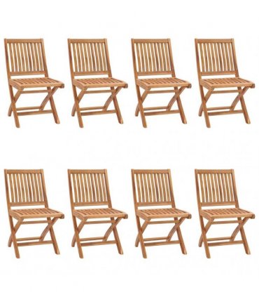 vidaXL Folding Chairs 8 pcs Solid Teak Wood