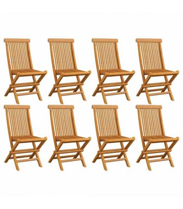 vidaXL Folding Chairs 8 pcs Solid Teak Wood
