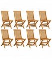 vidaXL Folding Chairs 8 pcs Solid Teak Wood
