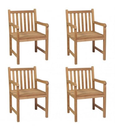 vidaXL Outdoor Chairs 4 pcs Solid Teak Wood