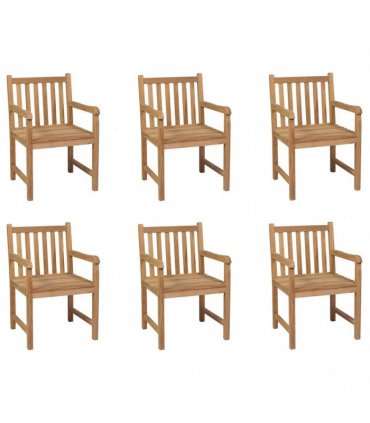 vidaXL Outdoor Chairs 6 pcs Solid Teak Wood