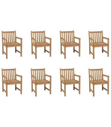 vidaXL Outdoor Chairs 8 pcs Solid Teak Wood