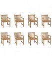 vidaXL Outdoor Chairs 8 pcs Solid Teak Wood