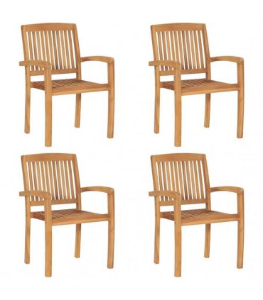 vidaXL Stacking Garden Chairs 4 pcs Solid Teak Wood