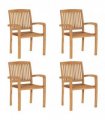 vidaXL Stacking Garden Chairs 4 pcs Solid Teak Wood