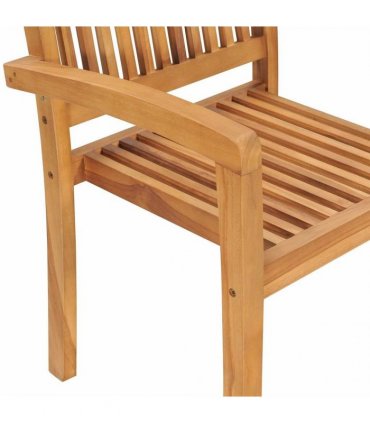 vidaXL Stacking Garden Chairs 4 pcs Solid Teak Wood
