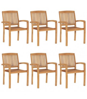 vidaXL Stacking Garden Chairs 6 pcs Solid Teak Wood