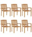 vidaXL Stacking Garden Chairs 6 pcs Solid Teak Wood