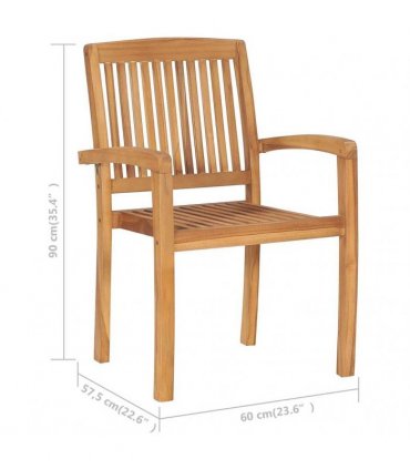 vidaXL Stacking Garden Chairs 6 pcs Solid Teak Wood