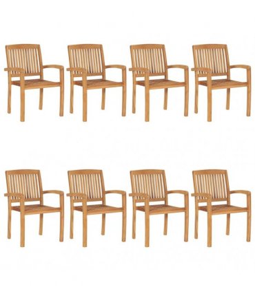 vidaXL Stacking Garden Chairs 8 pcs Solid Teak Wood