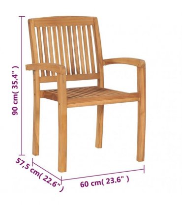 vidaXL Stacking Garden Chairs 8 pcs Solid Teak Wood