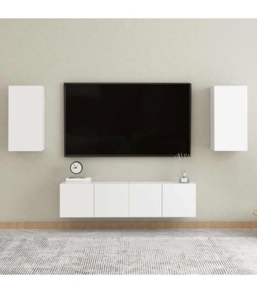 vidaXL 4 Piece TV Cabinet Set White Engineered Wood