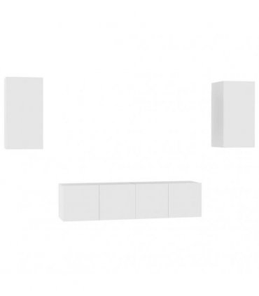 vidaXL 4 Piece TV Cabinet Set White Engineered Wood