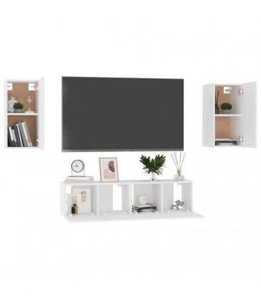 vidaXL 4 Piece TV Cabinet Set White Engineered Wood