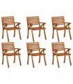 vidaXL Garden Chairs 6 pcs Solid Acacia Wood