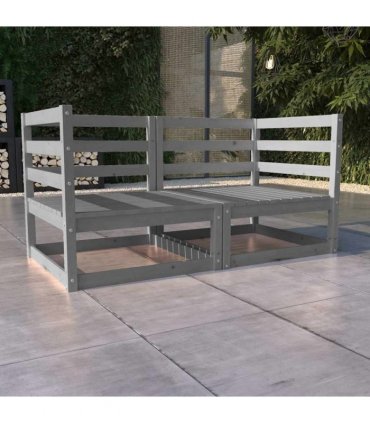 vidaXL Garden 2-Seater Sofa Grey Solid Pinewood