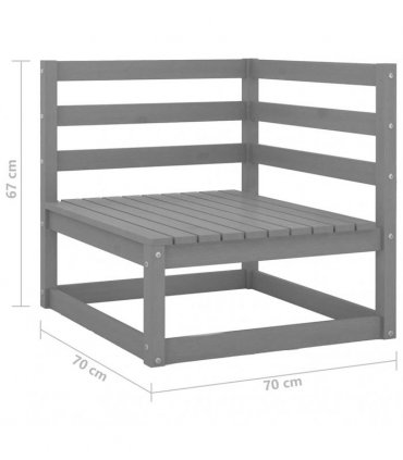 vidaXL Garden 2-Seater Sofa Grey Solid Pinewood