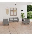 vidaXL 6 Piece Garden Lounge Set Grey Solid Wood Pine