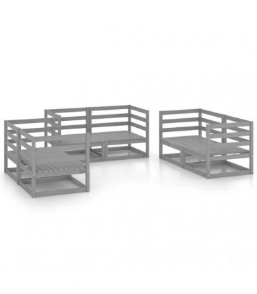 vidaXL 6 Piece Garden Lounge Set Grey Solid Wood Pine