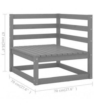 vidaXL 6 Piece Garden Lounge Set Grey Solid Wood Pine
