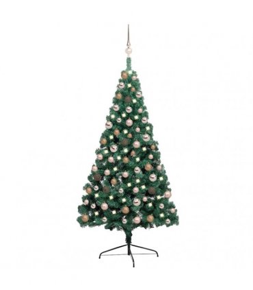 vidaXL Artificial Half Pre-lit Christmas Tree Ball Set Green 150 cm